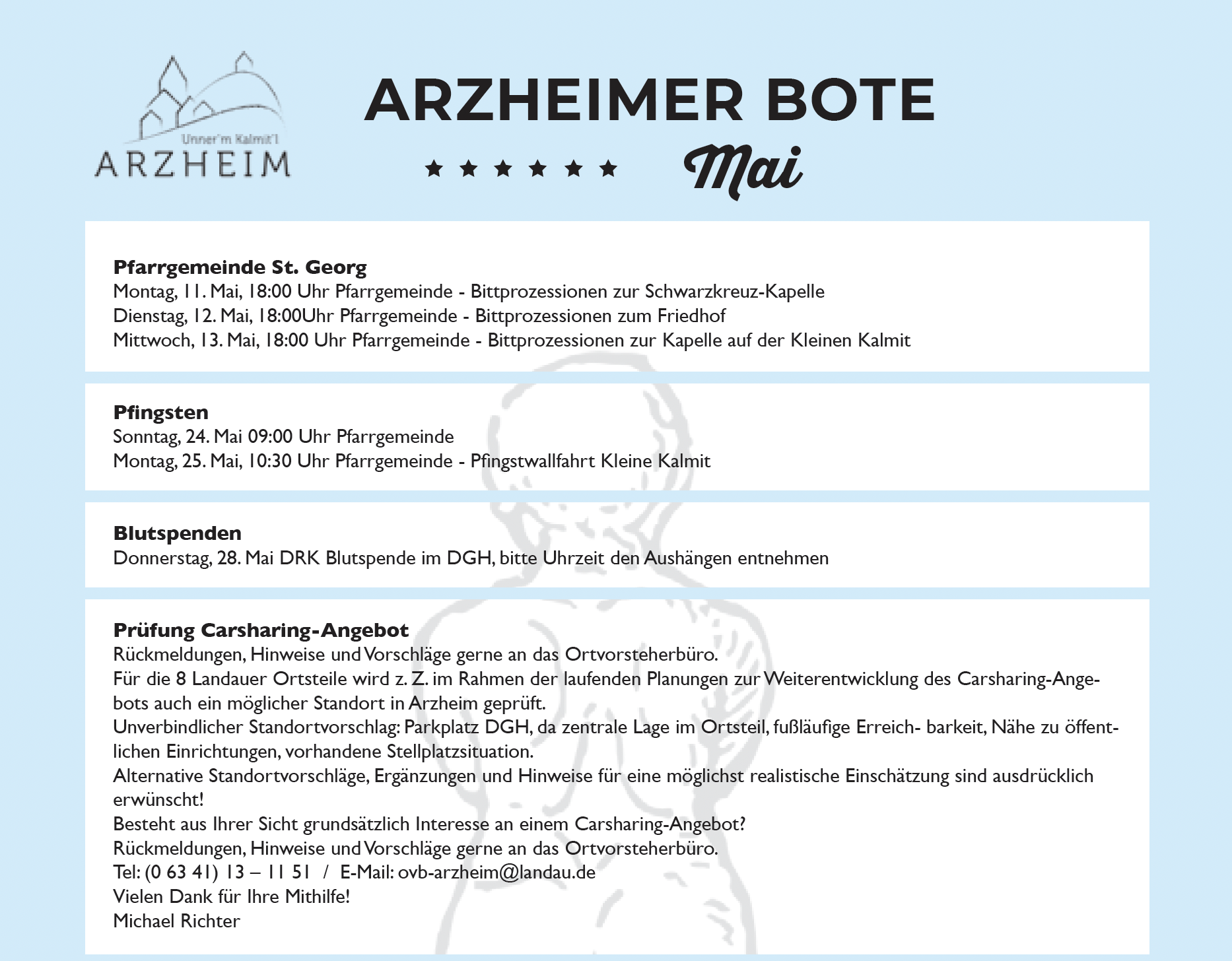 Arzheimer Bote und Wohnzimmer Programm Mai 2026